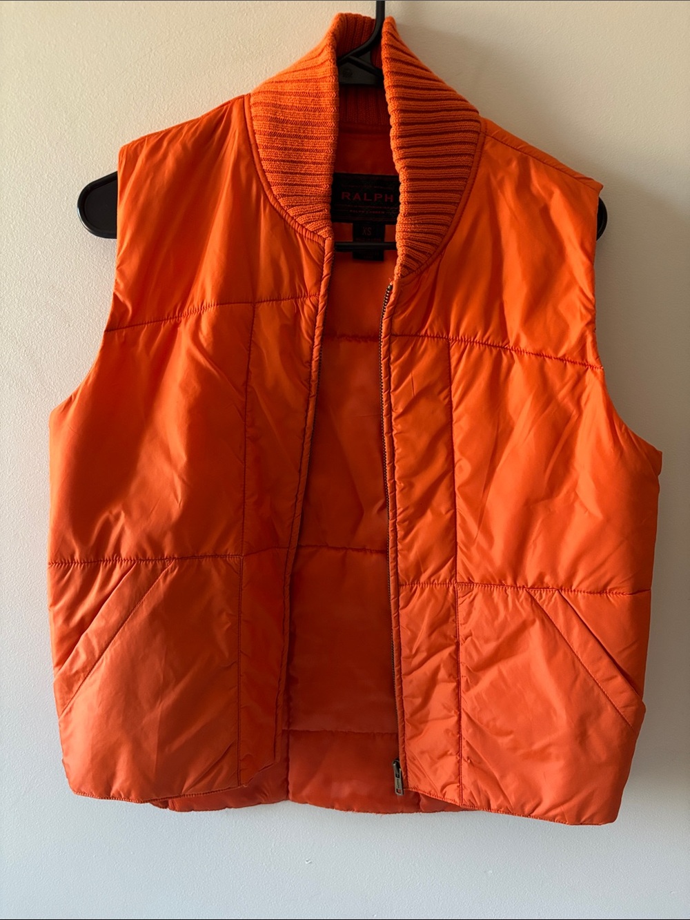 Ralph Lauren  Bright Orange Quilted Puffer Vest